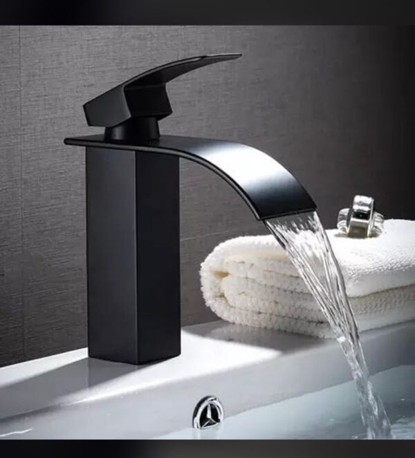 Matte Black Waterfall-Style Basin Mixer