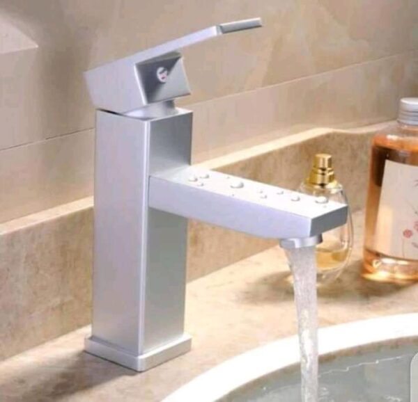 Silver Heavy Gauge Square Basin Mixer - Model BT-BM06