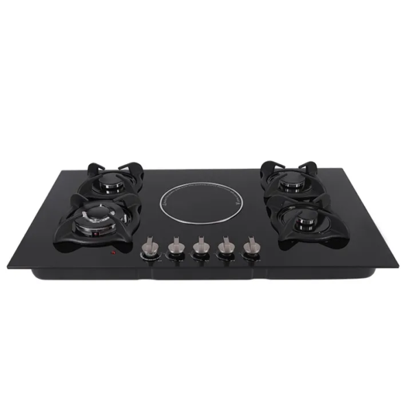 4-Burner Glass Top Built-In Cooker with 1 Hot Plate - Image 2