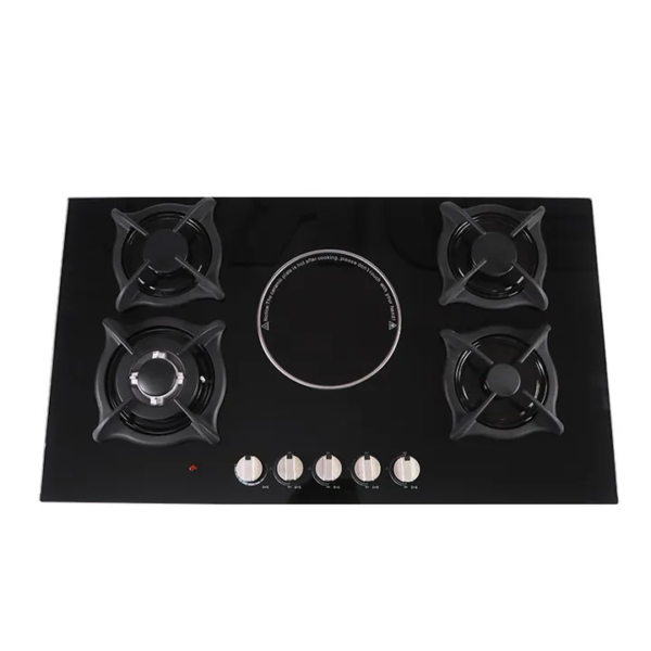 4-Burner Glass Top Built-In Cooker with 1 Hot Plate - Image 3