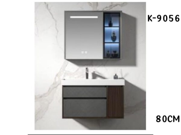 WK9056 80cm Wall-Mounted Cabinet Basin with Smart LED Mirror