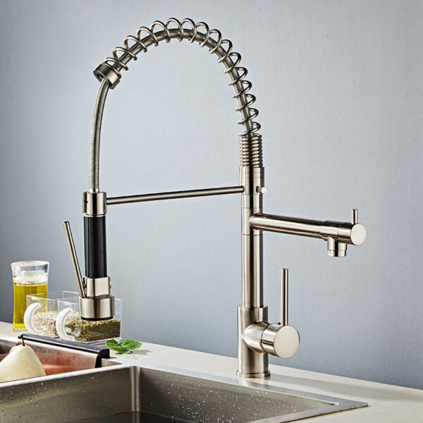 Dual-Function Rust-Resistant Chain-Style Kitchen Sink Mixer