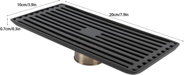 Matte Black 20x10cm Linear Shower Floor Drain - Image 3