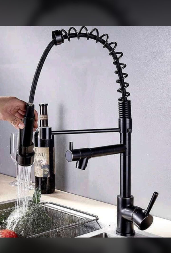 Matte Black Dual-Function Chain Handle Sink Mixer