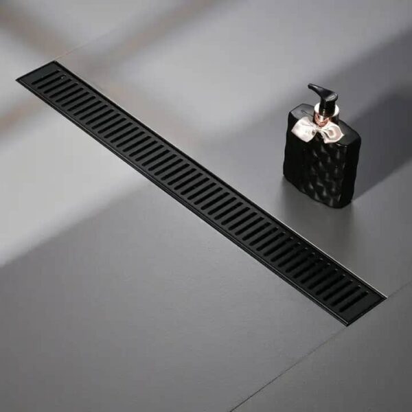 100x10cm Black Striped Linear Shower Floor Drain