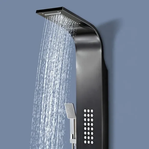 Matte Black Modern Steel Shower Panel - Image 2