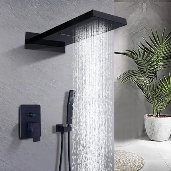 Black Concealed Shower Panel