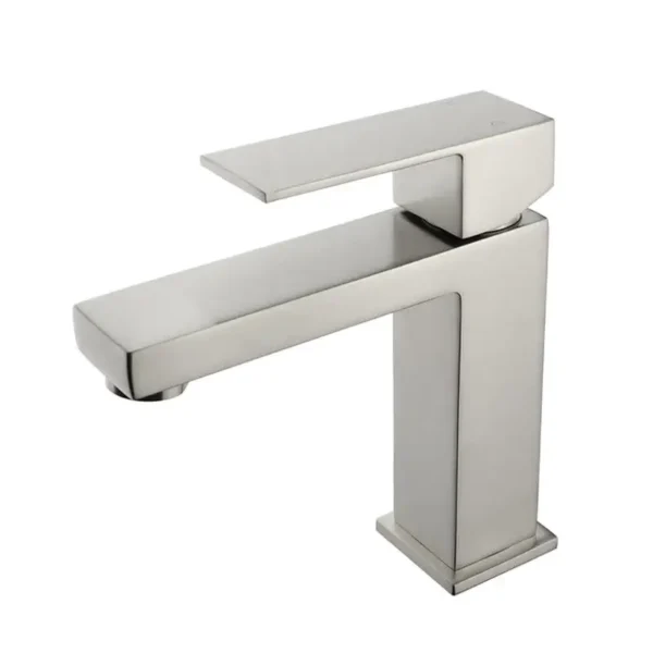 Brushed Nickel Square Basin Mixer Tap - Image 2