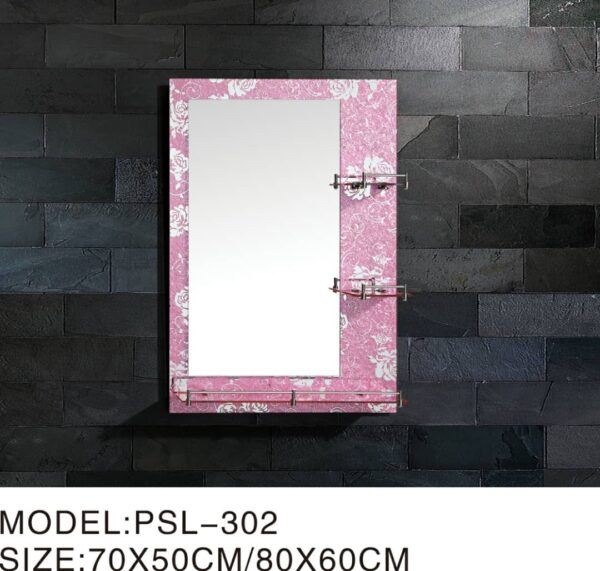 Pink Glass Framed Wall Mirror - Image 2