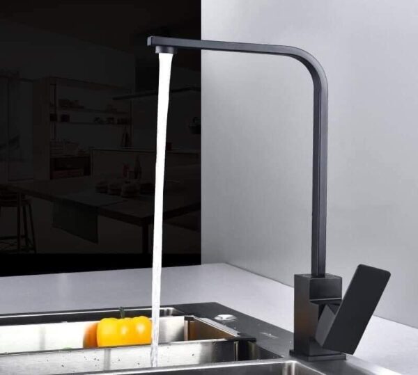 Matte Black Square-Style Kitchen Sink Mixer