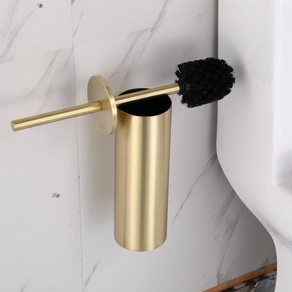 Gold Wall-Mounted Toilet Brush with Holder - Image 3