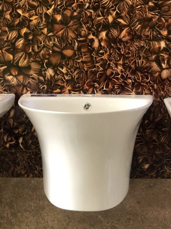 Round wall-hung ceramics basin