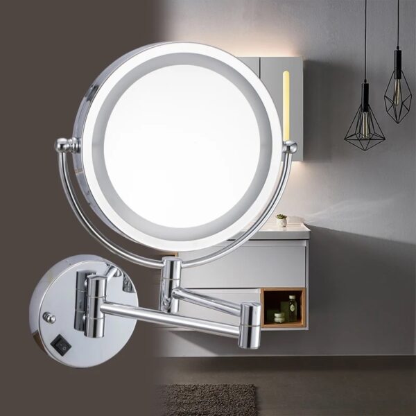 Chrome LED-Illuminated Magnifying Mirror