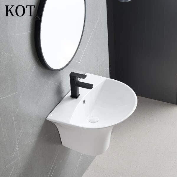 Executive Round Wall-Mounted Ceramic Basin - Image 2