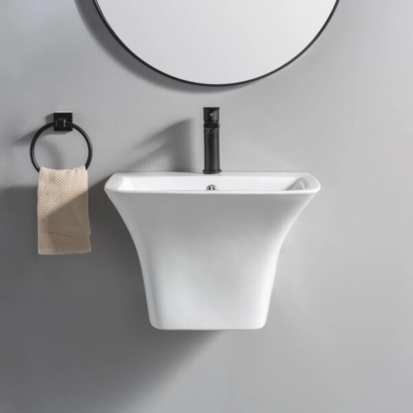 Square White Wall-Mounted Executive Basin - Image 2