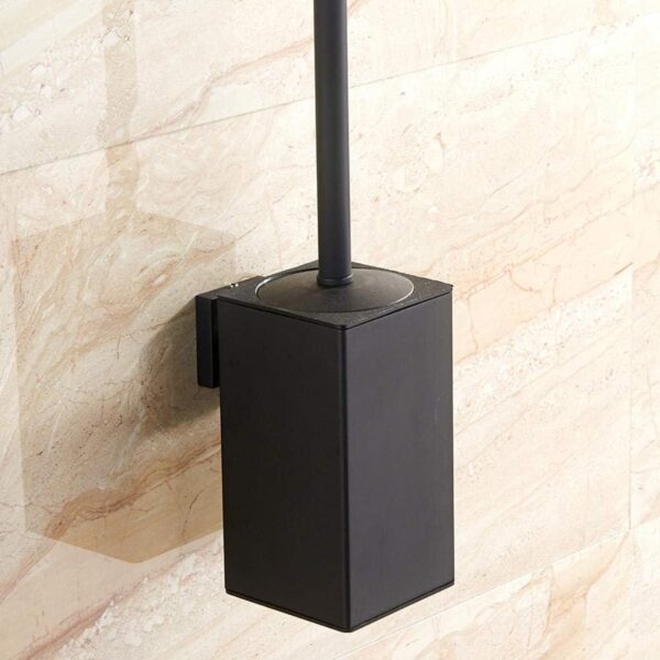 Matte Black Square Wall-Mounted Toilet Brush Holder