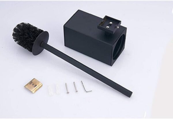 Matte Black Square Wall-Mounted Toilet Brush Holder - Image 3