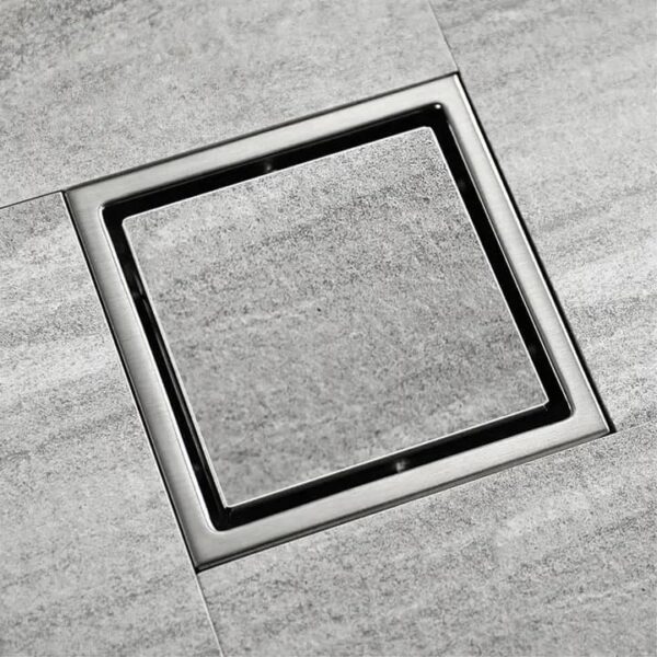 SUS304 Brushed Nickel Tile-Insert Shower Floor Drain, 15x15cm