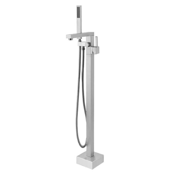 Square Brushed Nickel Floor-Mount Shower Mixer - Image 3